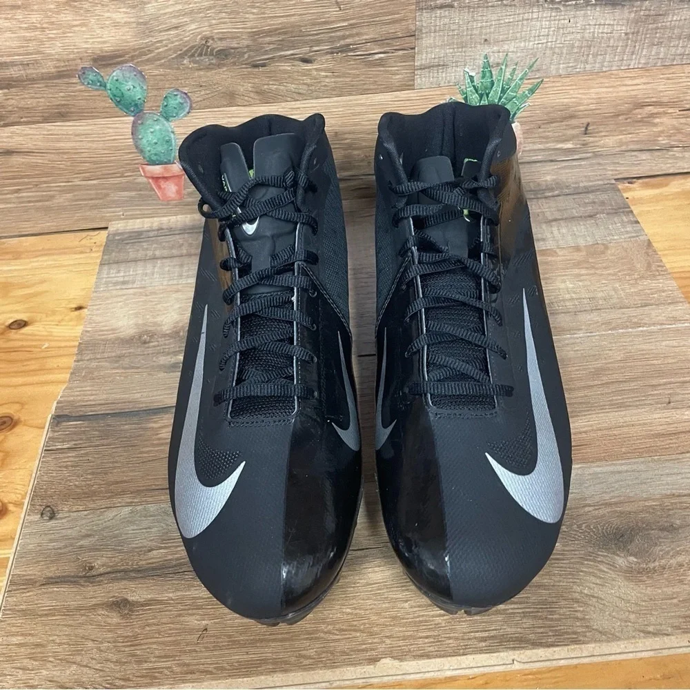 NIKE Vapor Carbon Elite Mens Hyperfuse 3/4 Football Cleats BLACK mens 13
